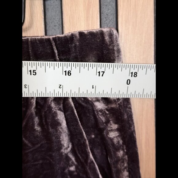 Eileen Fisher Trousers Large Womens Brown Gray Crushed Velvet Joggers Silk Blend - Picture 3 of 8